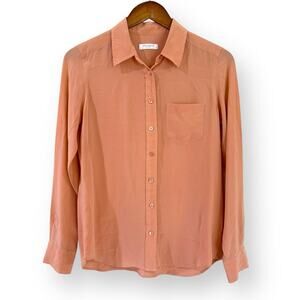 Equipment Silk Blouse Size Small Peach Orange Long Sleeve Button Up Top Shirt